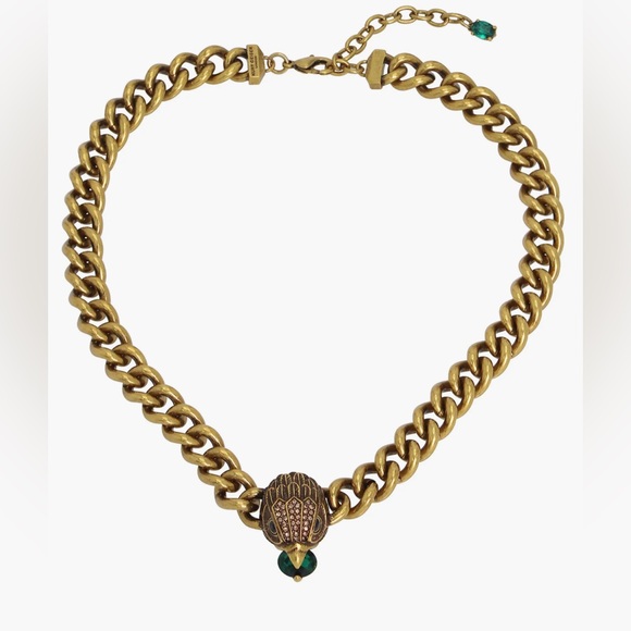 Kurt Geiger Eagle Pendant Chunky Chain Gold Necklace Goldtone Crystal Detail NEW - Picture 3 of 9